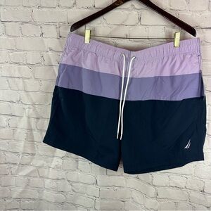 Nautica performance Men's Swim Shorts - navy and Lavender color block sz XXL